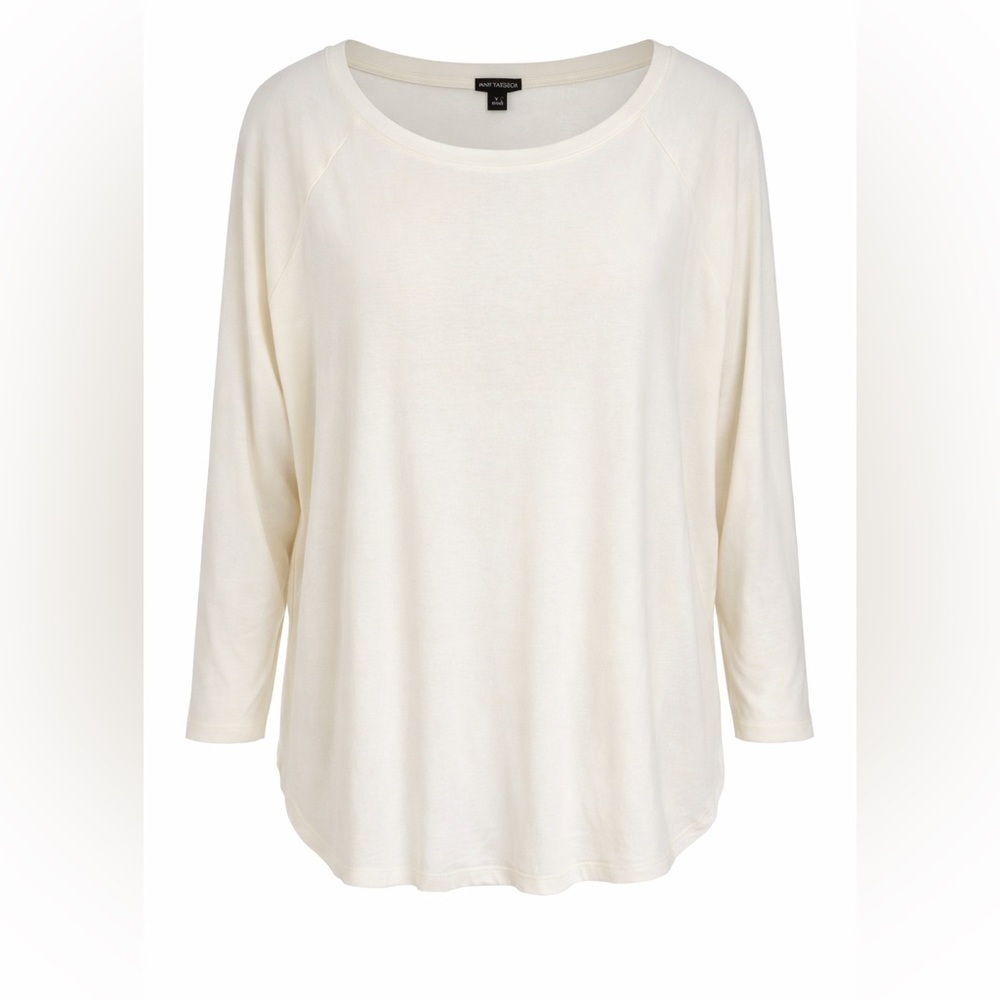 Ann Taylor Cream Dolman Sleeve Top XL Soft Stretch Minimalist Blouse
